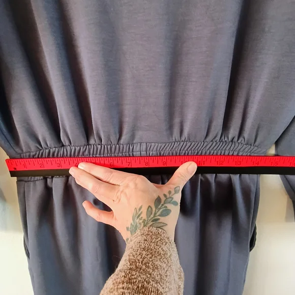 Serra Gray Lounge Jumpsuit Wide Leg Tie Waist Soft Knit Size Medium - Picture 10 of 12